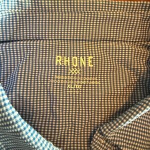 RHONE Men's Blue and White Gingham Shirt